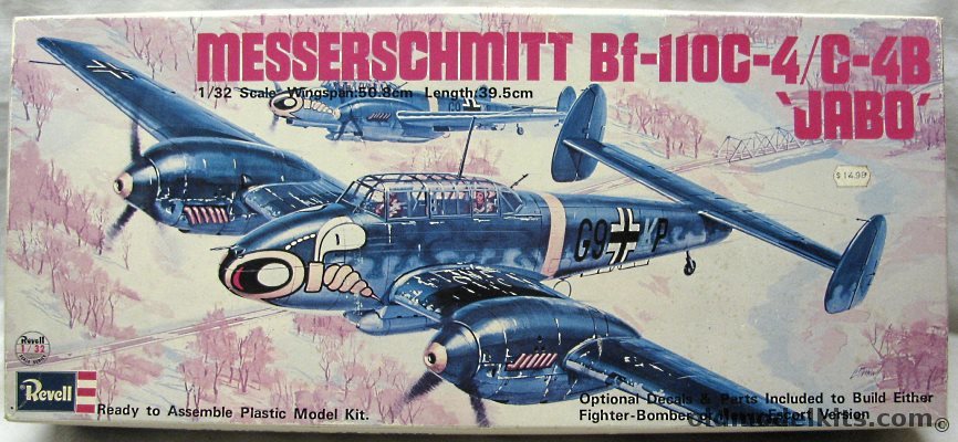 Revell 1/32 Messerschmitt Bf-110C-4 / Bf-110C-4B Fighter Bomber or Heavy Escort - 6/ZG1 - II/ZG1 Summer - II/ZG1 Winter  - Japan Issue, H249 plastic model kit